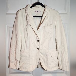 Fornarina Soft Cream Button Front Cotton Blend Blazer Jacket Medium